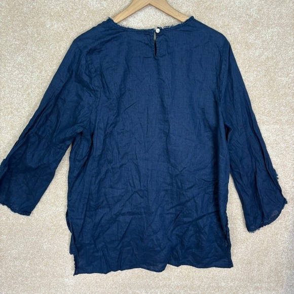 J.Jill Love Linen‎ Tunic Top Size XL Blue Lagenlook Coastal Quiet Luxury - Picture 8 of 8